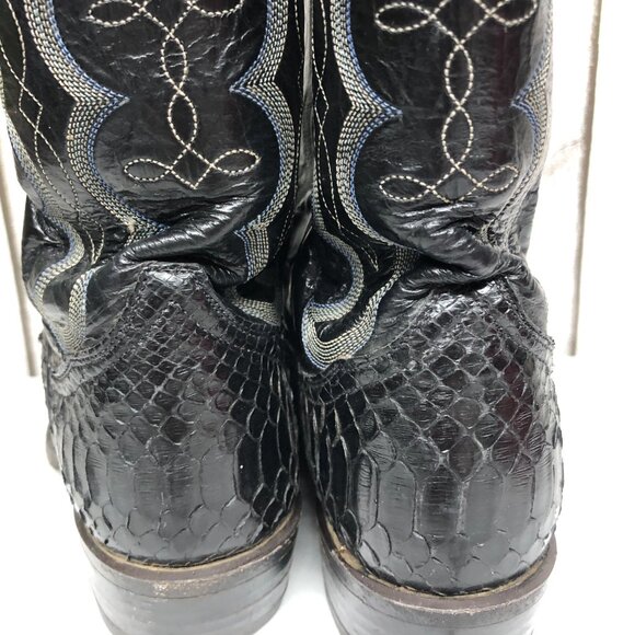 Tony Lama Men\'s Black Snakeskin Western Boots - Round Toe  Size 6.5 *